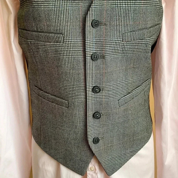 VINTAGE Plaid Menswear Wool Waistcoat Size M - Picture 7 of 15